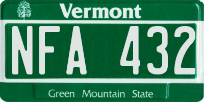 VT license plate NFA432