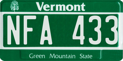VT license plate NFA433