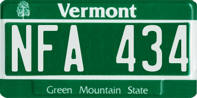 VT license plate NFA434