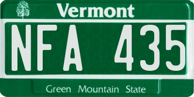 VT license plate NFA435