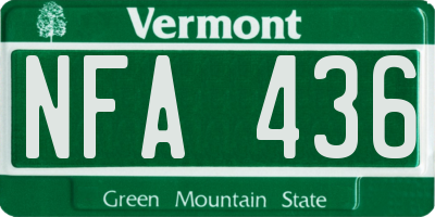 VT license plate NFA436