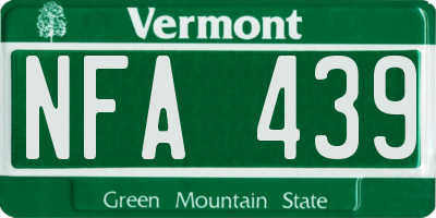VT license plate NFA439