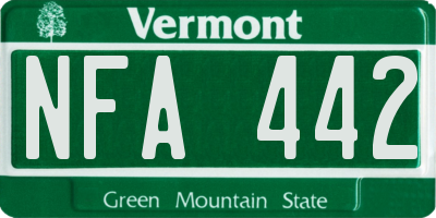 VT license plate NFA442