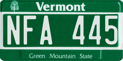 VT license plate NFA445