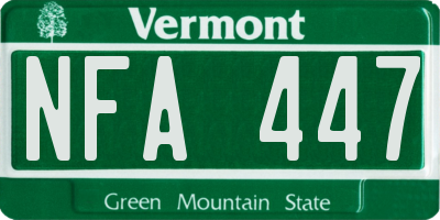 VT license plate NFA447