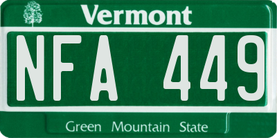 VT license plate NFA449