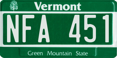 VT license plate NFA451