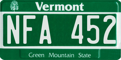 VT license plate NFA452