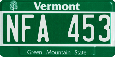 VT license plate NFA453