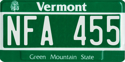 VT license plate NFA455