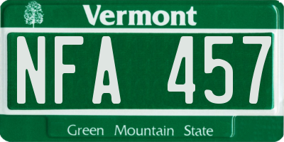 VT license plate NFA457