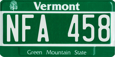 VT license plate NFA458