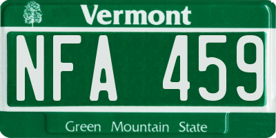 VT license plate NFA459