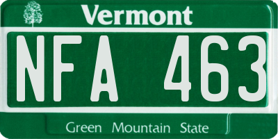 VT license plate NFA463