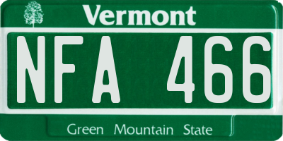 VT license plate NFA466