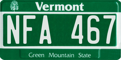 VT license plate NFA467