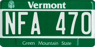 VT license plate NFA470