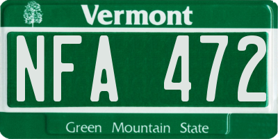 VT license plate NFA472