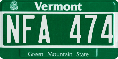 VT license plate NFA474
