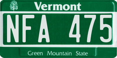 VT license plate NFA475