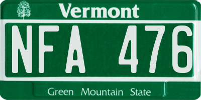 VT license plate NFA476