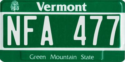 VT license plate NFA477