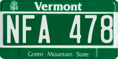 VT license plate NFA478