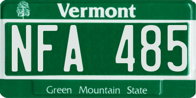 VT license plate NFA485