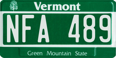 VT license plate NFA489
