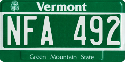 VT license plate NFA492