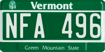 VT license plate NFA496