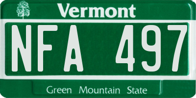 VT license plate NFA497