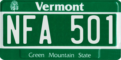 VT license plate NFA501