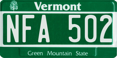 VT license plate NFA502