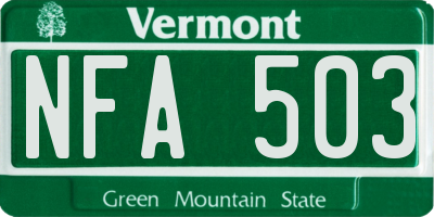 VT license plate NFA503