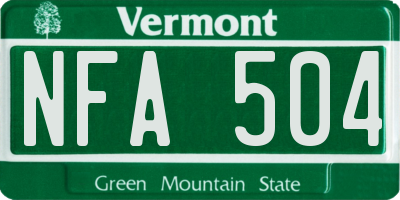 VT license plate NFA504