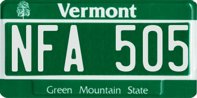 VT license plate NFA505