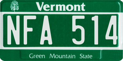 VT license plate NFA514