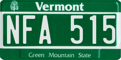 VT license plate NFA515