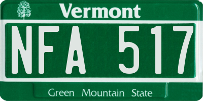 VT license plate NFA517