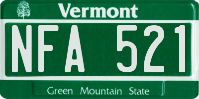 VT license plate NFA521