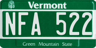 VT license plate NFA522