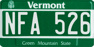 VT license plate NFA526