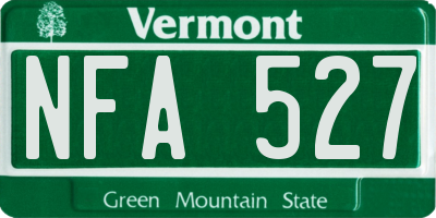 VT license plate NFA527