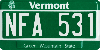 VT license plate NFA531