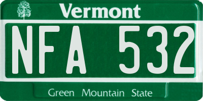 VT license plate NFA532