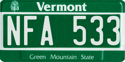 VT license plate NFA533