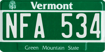 VT license plate NFA534