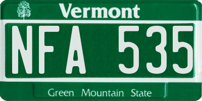 VT license plate NFA535