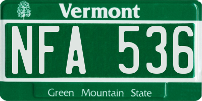 VT license plate NFA536